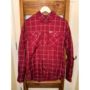 DIXXON The Underground Plaid Snap Button Long‎ Sleeve Shirt Men's Size Small